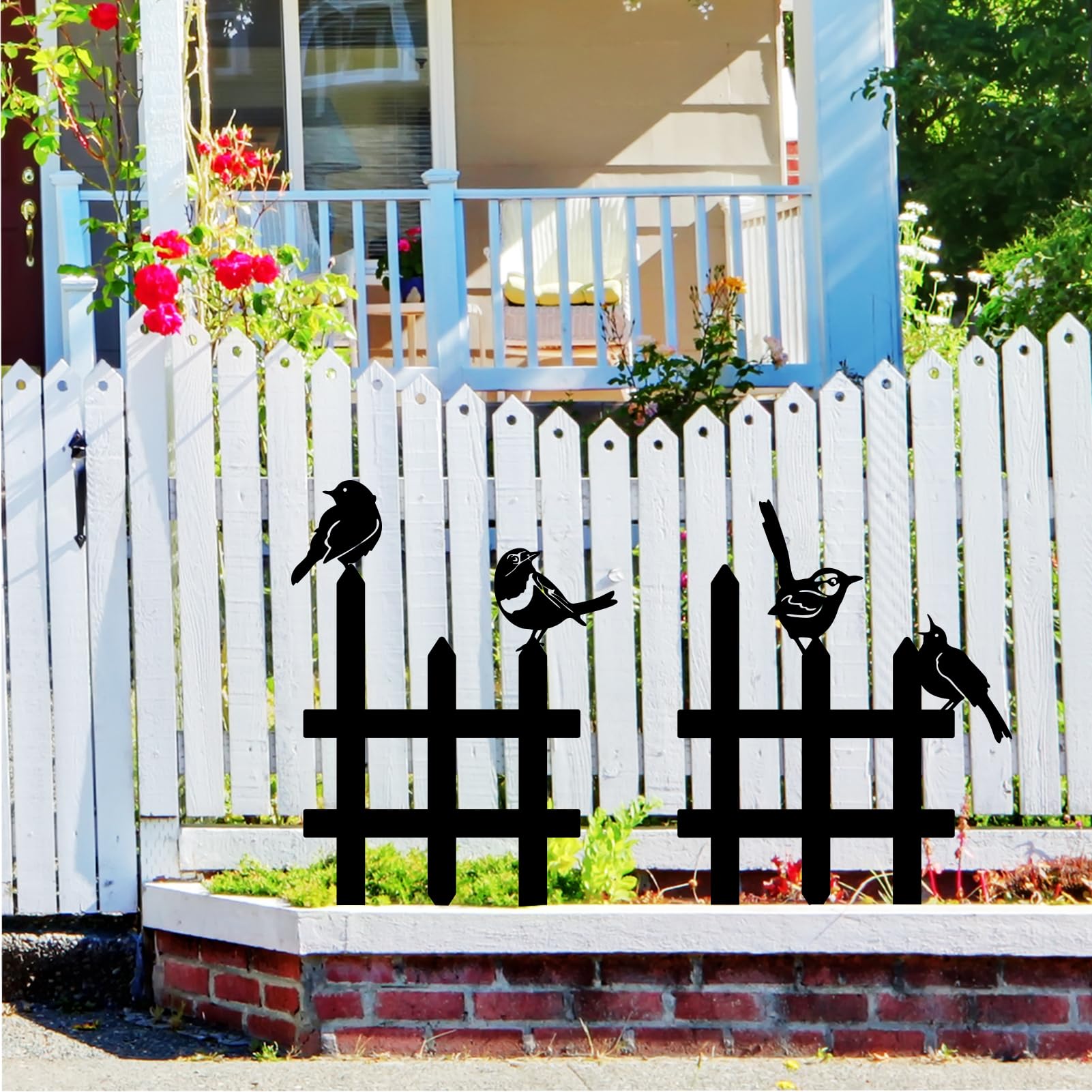 3 Pcs Small Garden Fence with 6 Pieces Birds Decoration, Rustic Garden Decor, Insert Lawn Picket Fence Garden Borders Decorative for Landscape Path Flowerbeds Plant Yard, Outdoor Sculptures Art - Image 5