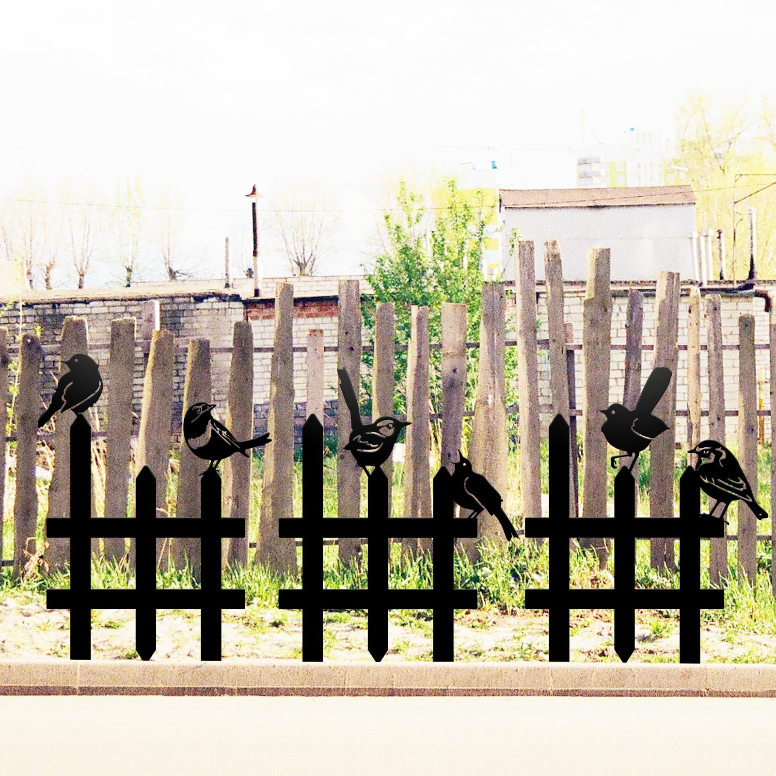 3 Pcs Small Garden Fence with 6 Pieces Birds Decoration, Rustic Garden Decor, Insert Lawn Picket Fence Garden Borders Decorative for Landscape Path Flowerbeds Plant Yard, Outdoor Sculptures Art - Image 8