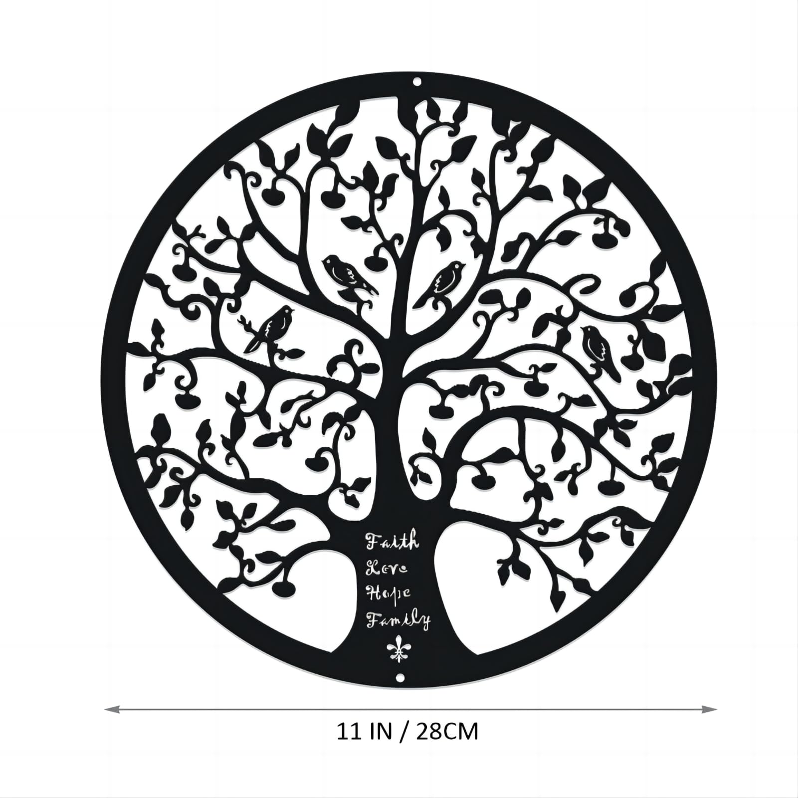 ESTART 11 Inches Tree of Life Wall Art Metal Tree Life Wall Decor Family Tree Wall Plaque Wall Hanging Sculptures for Balcony Porch Bedroom Living Room Kitchen Garden Office Indoor Outdoorr (Black) - Image 3