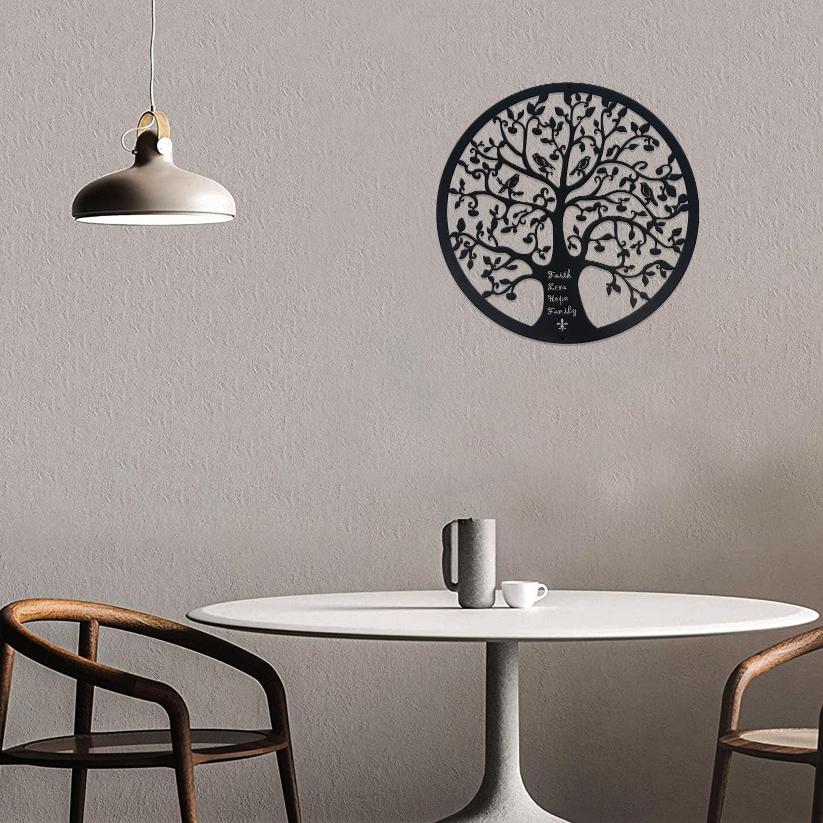 ESTART 11 Inches Tree of Life Wall Art Metal Tree Life Wall Decor Family Tree Wall Plaque Wall Hanging Sculptures for Balcony Porch Bedroom Living Room Kitchen Garden Office Indoor Outdoorr (Black) - Image 4