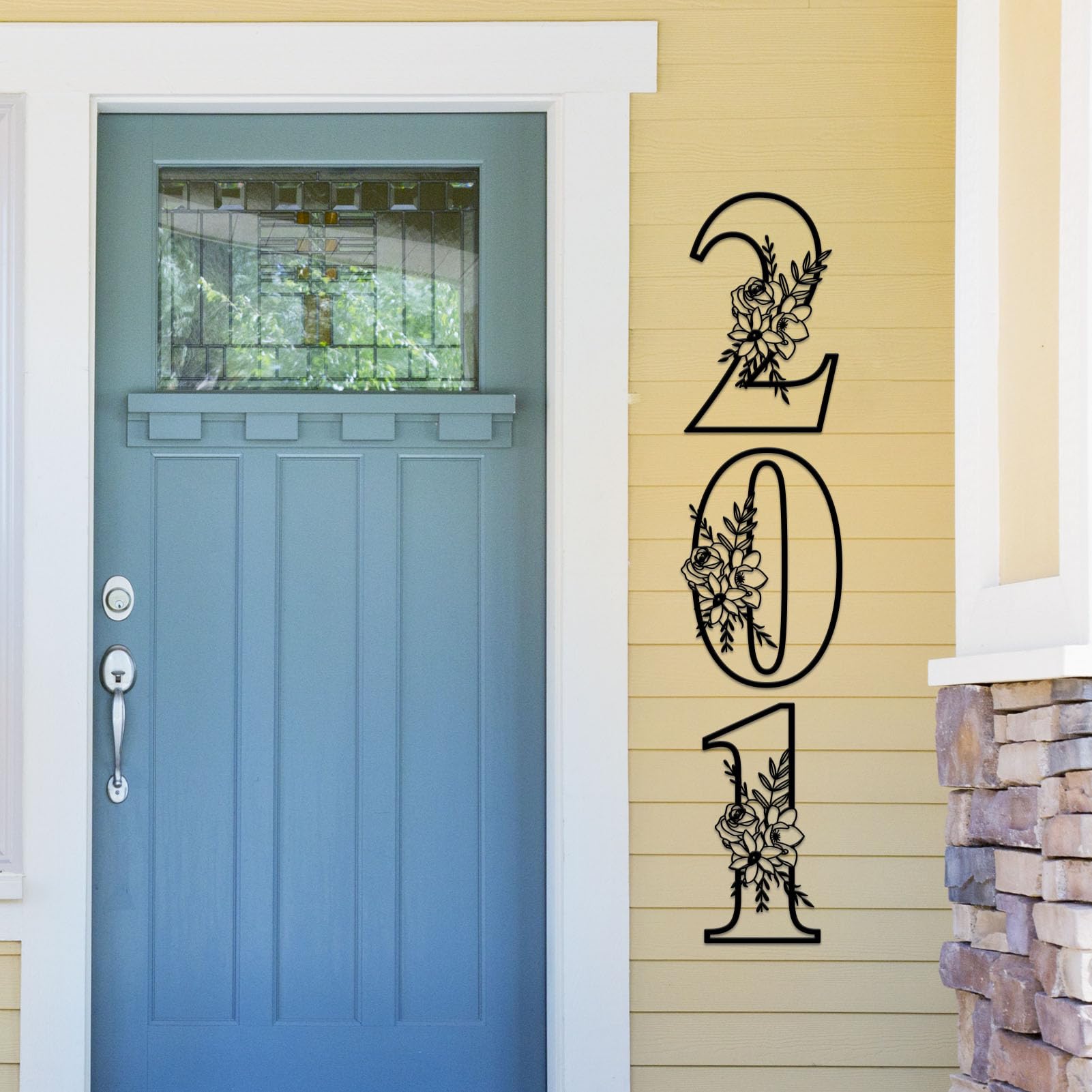 ESTART 12 Inch House Numbers Metal Wall Decor, Floating House Numbers, Rustic Flower House Address Number Metal Signs, Large Number Address Plaque Wall Hanging Decoration for Home Yard Garden Outdoor - Image 3
