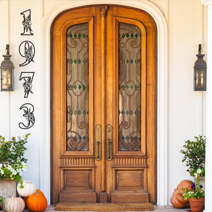 ESTART 12 Inch House Numbers Metal Wall Decor, Floating House Numbers, Rustic Flower House Address Number Metal Signs, Large Number Address Plaque Wall Hanging Decoration for Home Yard Garden Outdoor - Image 8