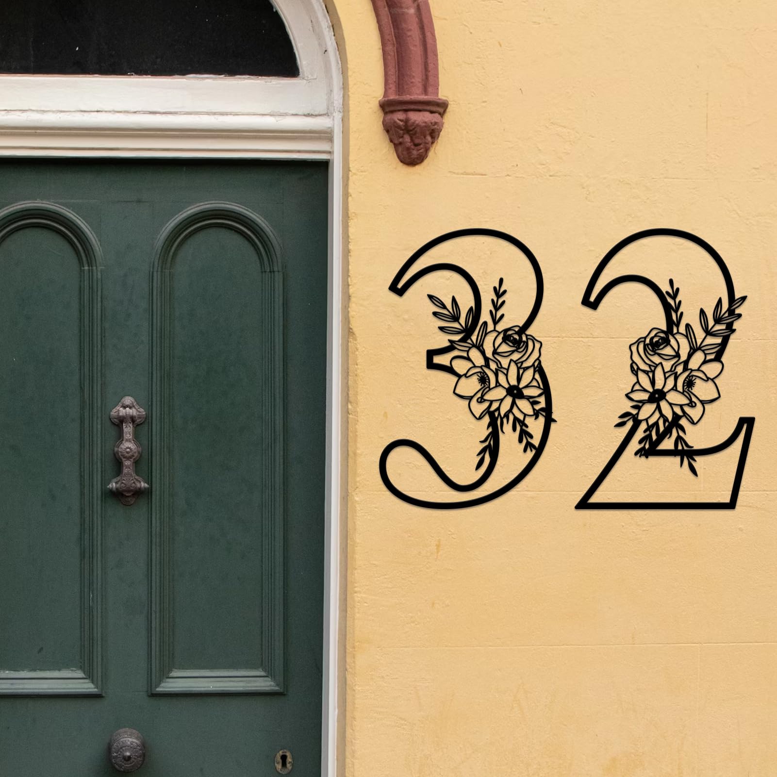 ESTART 12 Inch House Numbers Metal Wall Decor, Floating House Numbers, Rustic Flower House Address Number Metal Signs, Large Number Address Plaque Wall Hanging Decoration for Home Yard Garden Outdoor - Image 9
