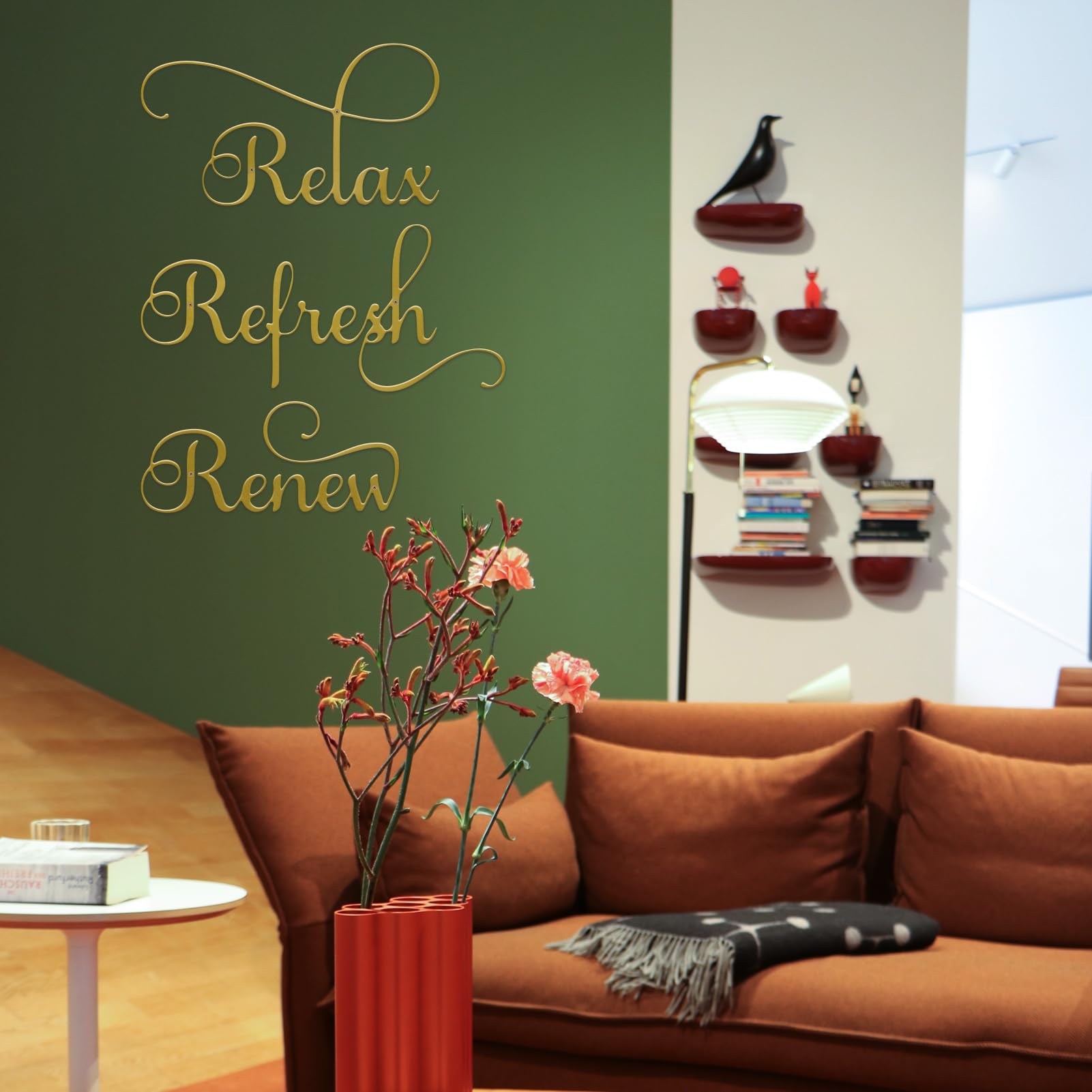 ESTART 3 Pieces Relax Refresh Renew Bathroom Signs Decor Farmhouse Bathroom Wall Art Sign Gold Metal Relax Renew Refresh Wall Decor for Home Living Room Any Room Bathroom Decoration (Gold) - Image 3