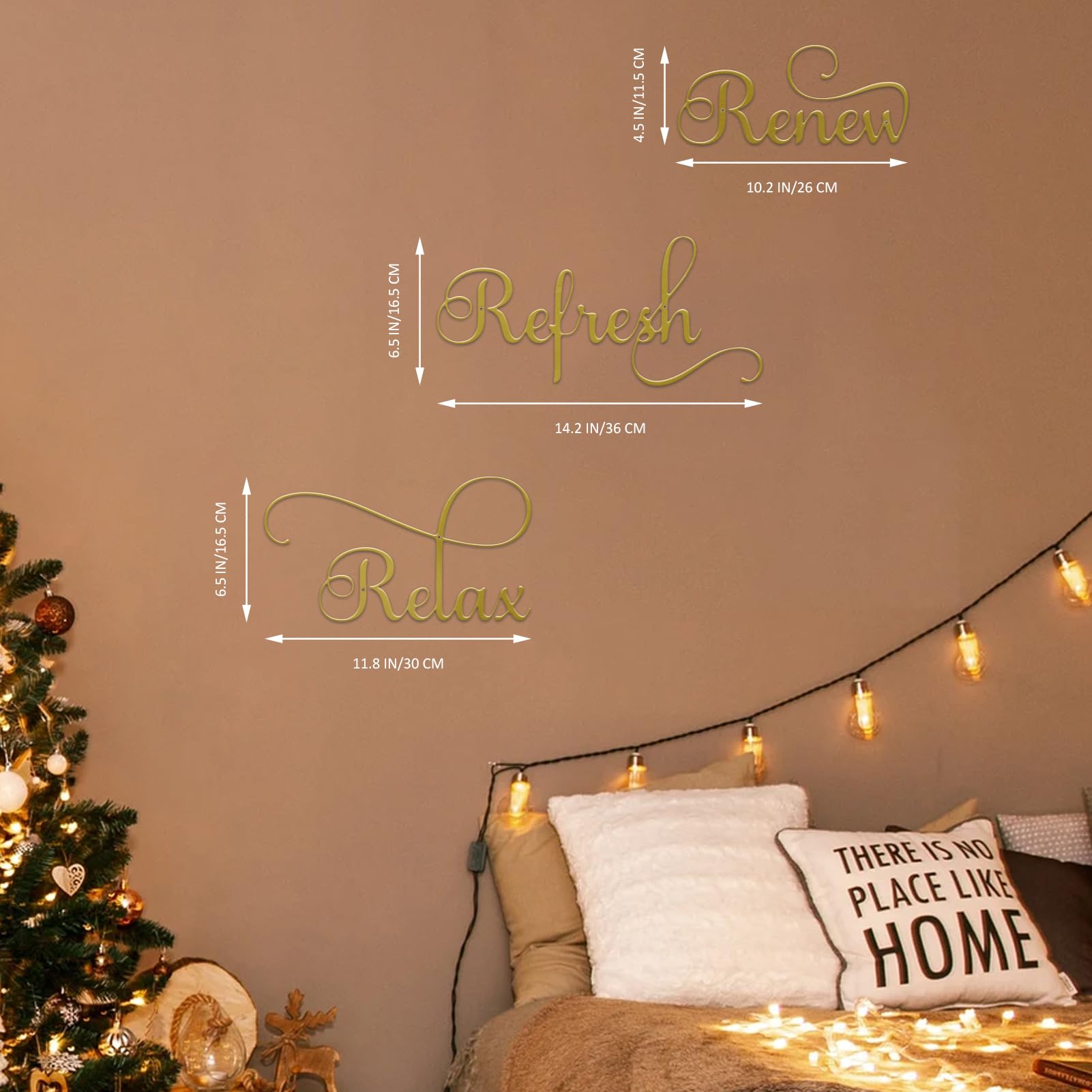 ESTART 3 Pieces Relax Refresh Renew Bathroom Signs Decor Farmhouse Bathroom Wall Art Sign Gold Metal Relax Renew Refresh Wall Decor for Home Living Room Any Room Bathroom Decoration (Gold) - Image 5