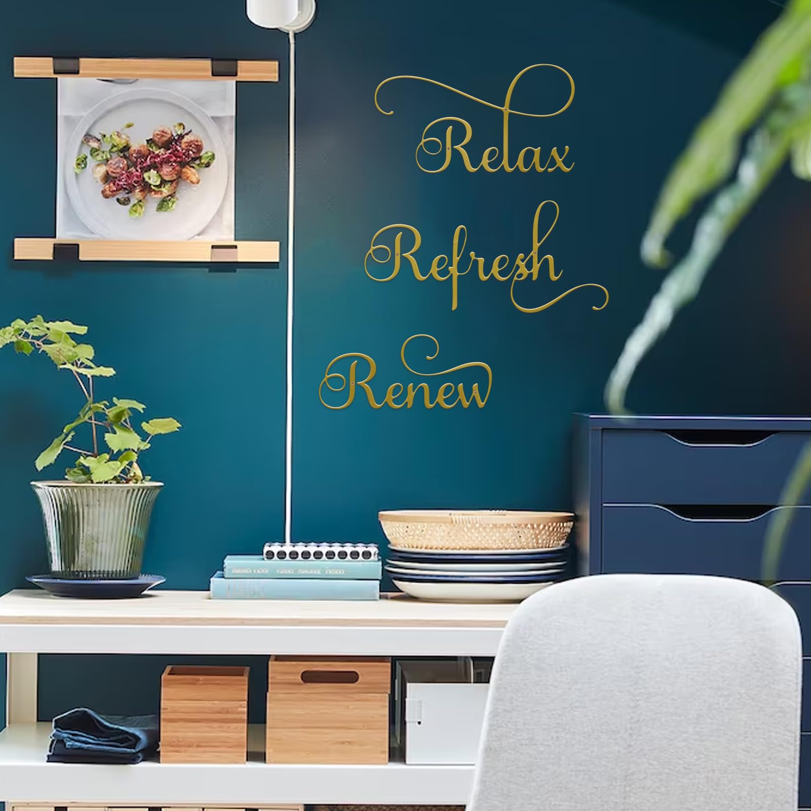 ESTART 3 Pieces Relax Refresh Renew Bathroom Signs Decor Farmhouse Bathroom Wall Art Sign Gold Metal Relax Renew Refresh Wall Decor for Home Living Room Any Room Bathroom Decoration (Gold) - Image 7