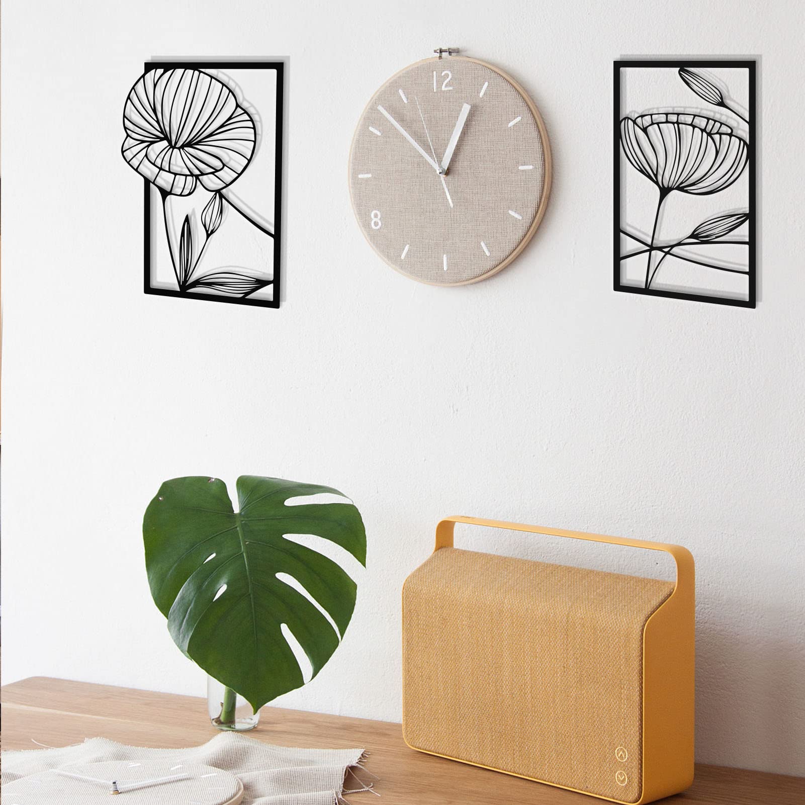 ESTART 4 Pieces Metal Lotus Wall Decor Abstract Floral Aesthetic Splicing Line Art Minimalist Wall Decor for Bedroom Flowers Hanging Wall Sculpture for Living Room Kitchen Office Yoga Room (Black) - Image 8