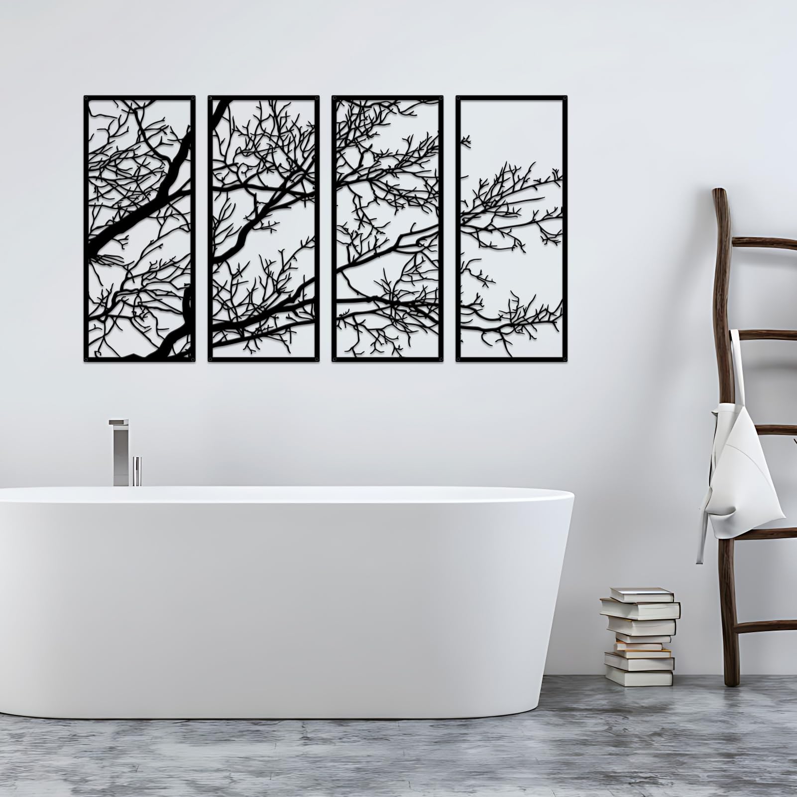 ESTART 4 Pieces Tree of Life Metal Wall Decor, Black Tree Branch Metal Wall Art, Tree Sign Wall Hangings for Home Garden Office Living Room Indoor Outdoor (Large) - Image 5