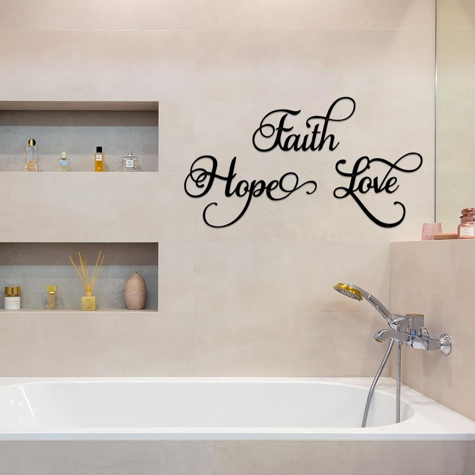 ESTART Faith Hope Love 3 Pieces Metal Wall Decor Inspirational Black Letter Sign Wall Art Rustic Vintage Farmhouse Word Metal Sign Family Wall Decor for Home Bedroom Living Room - Image 6