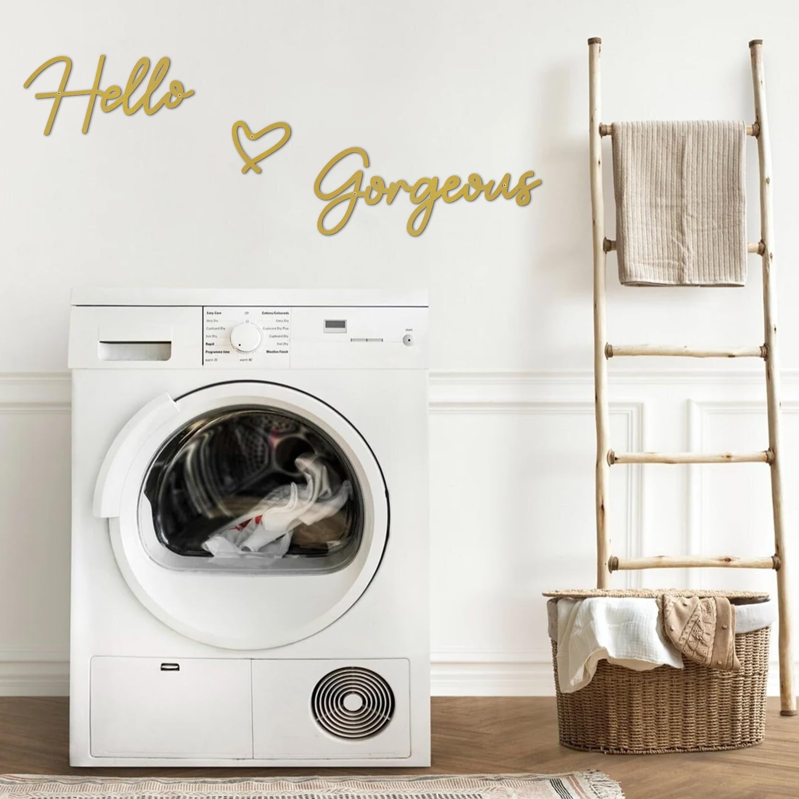 ESTART Hello Gorgeous Metal Wall Art Decor Gold Modern Hello Gorgeous Signs Farmhouse Metal Wall Art Hanging Decoration for Bathroom Living Room Bedroom Office Hotel Home Wall Decoration (Gold) - Image 3