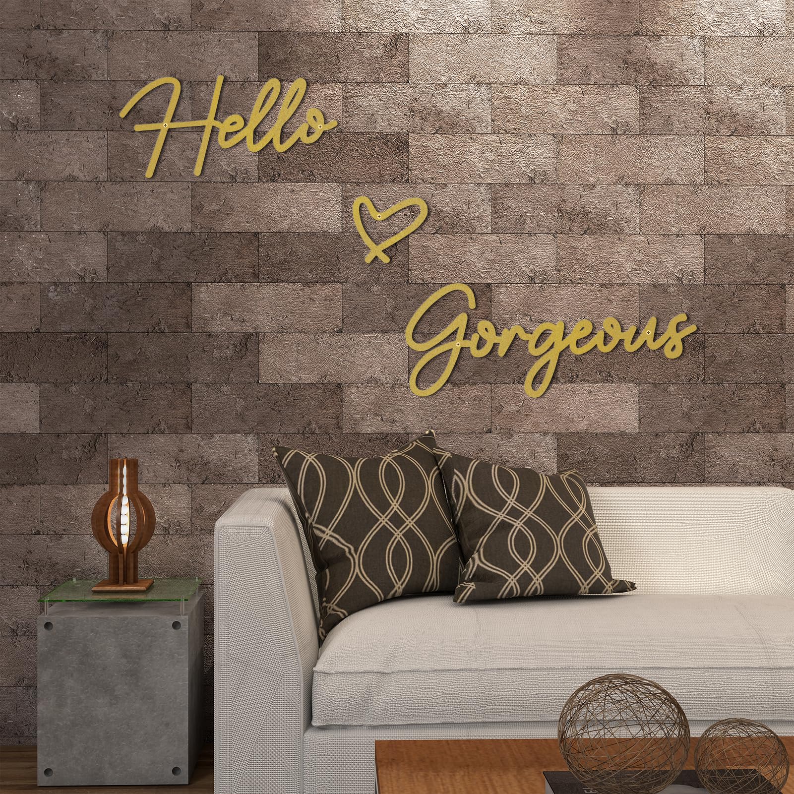 ESTART Hello Gorgeous Metal Wall Art Decor Gold Modern Hello Gorgeous Signs Farmhouse Metal Wall Art Hanging Decoration for Bathroom Living Room Bedroom Office Hotel Home Wall Decoration (Gold) - Image 8