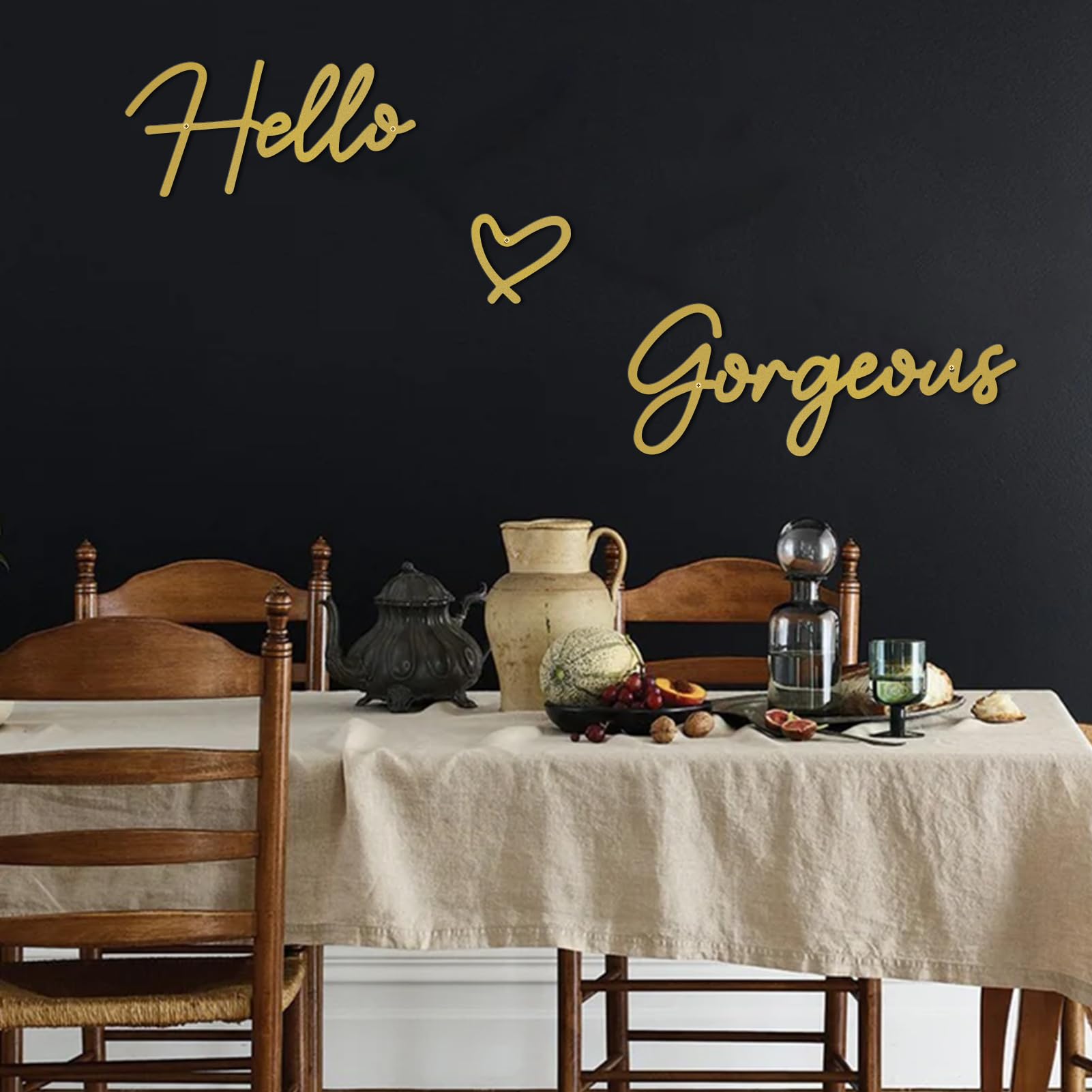 ESTART Hello Gorgeous Metal Wall Art Decor Gold Modern Hello Gorgeous Signs Farmhouse Metal Wall Art Hanging Decoration for Bathroom Living Room Bedroom Office Hotel Home Wall Decoration (Gold) - Image 9