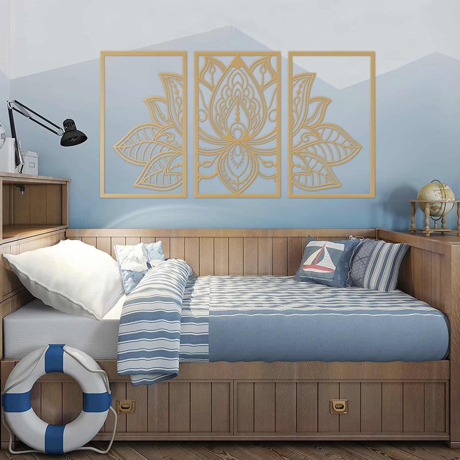 ESTART Large Lotus Flower Metal Wall Art 3-piece Set, Religion Faith Mandala Home Wall Decoration for Living Room, Bedroom, Office and Yoga Room - Image 6