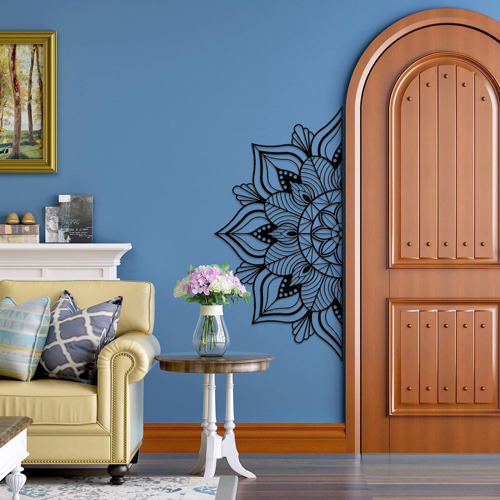 ESTART Large Metal Mandala Wall Art, Unique Lotus Flower Wall Decor Artwork, Suitable for Office and Home Indoor and Outdoor Decoration (Black) - Image 4