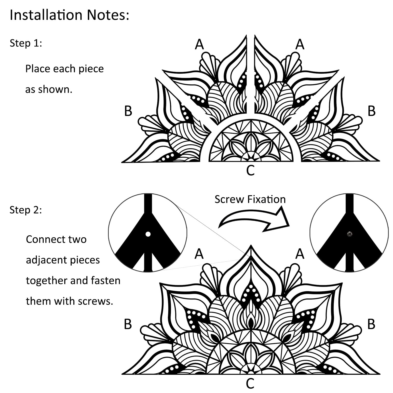 ESTART Large Metal Mandala Wall Art, Unique Lotus Flower Wall Decor Artwork, Suitable for Office and Home Indoor and Outdoor Decoration (Black) - Image 7