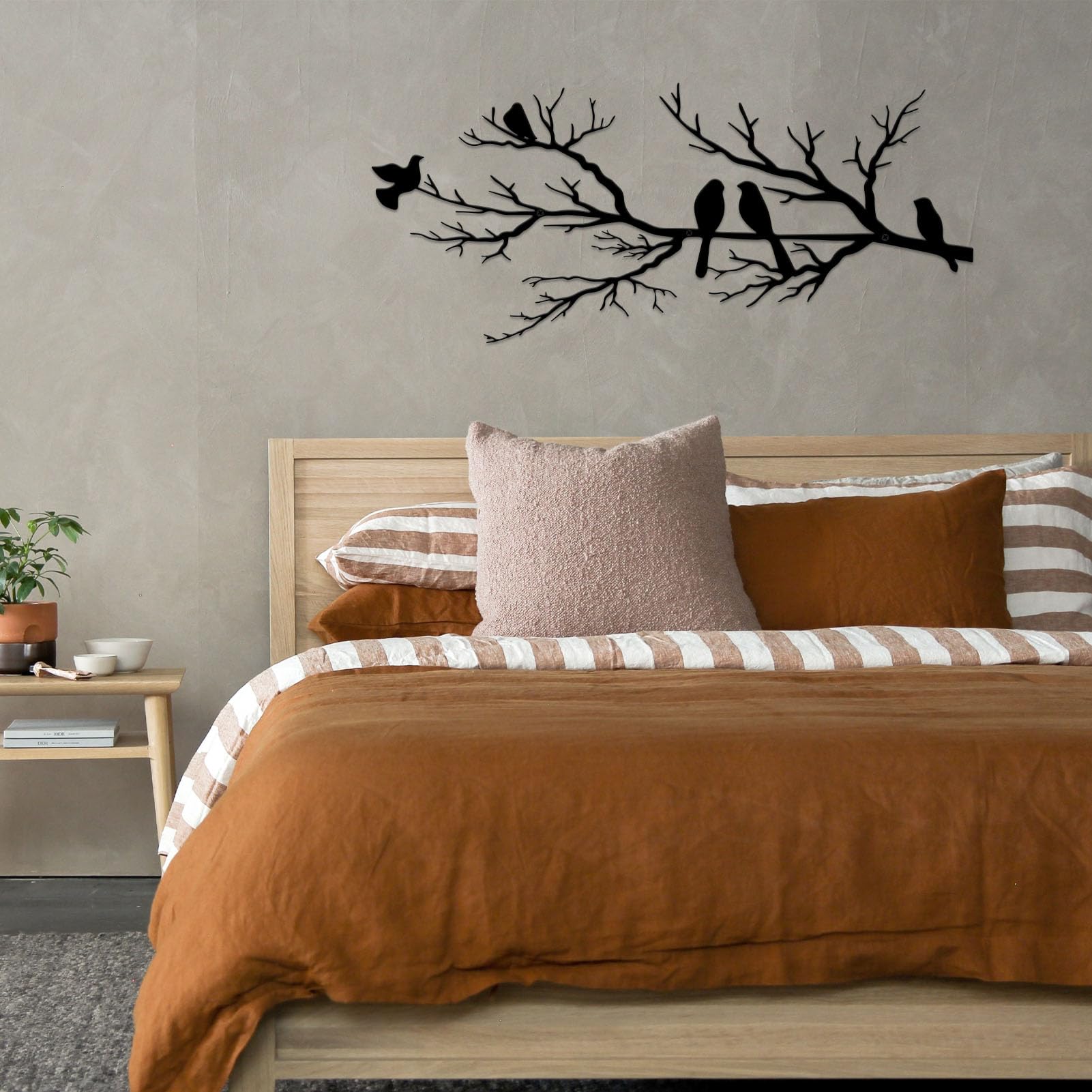 ESTART Metal Birds Wall Art, Metal Vivid Birds on Branch Silhouette Wall Decor Black Leaves with Bird Outdoor Hanging Wall Sculpture for Home Balcony Garden(Large) - Image 8