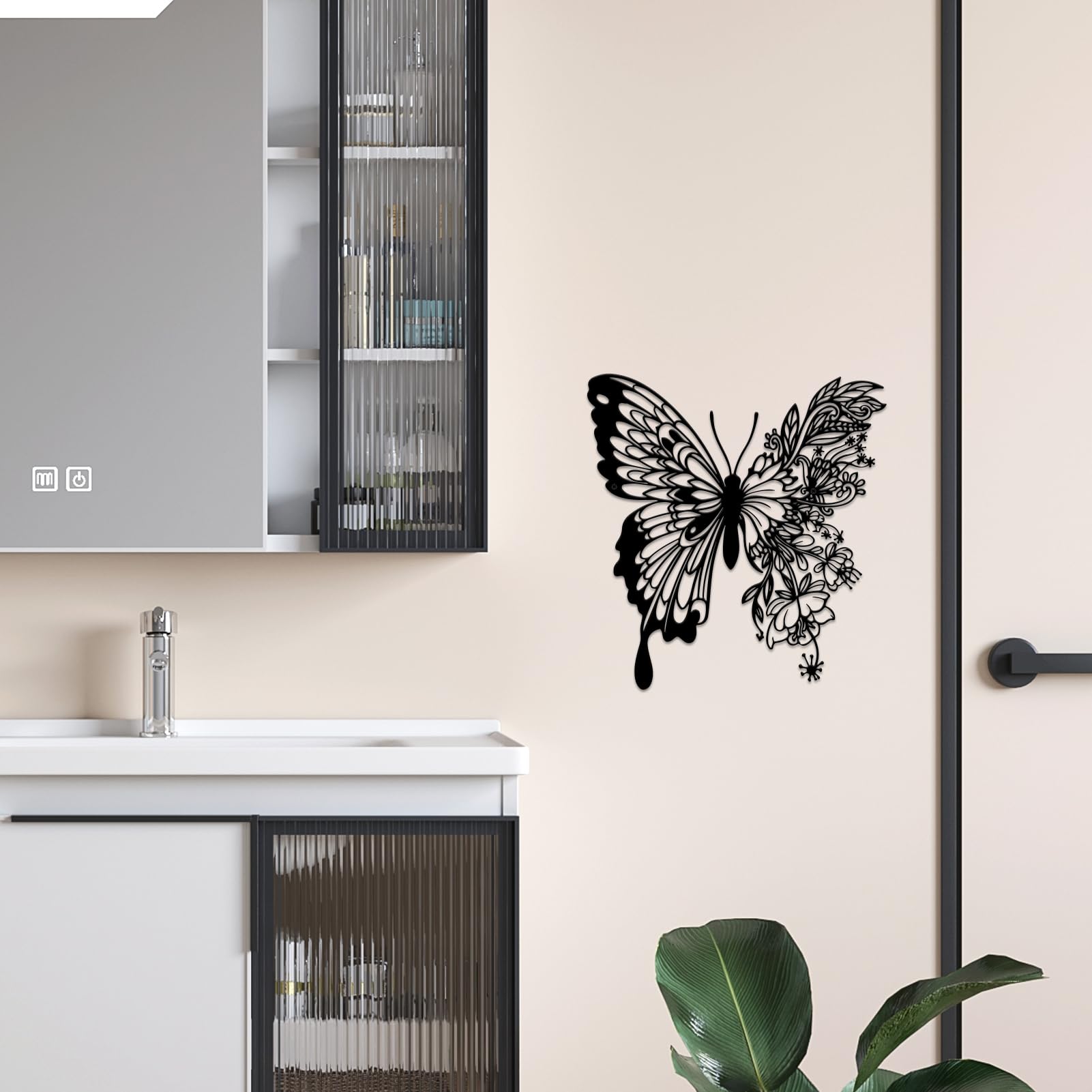 ESTART Metal Butterfly Decoration Wall Art Boho Home Decor Metal Hanging Wall Decor Flower Wall Art for Bedroom Living Room Bathroom Wall Indoor Outdoor Farmhouse - Image 5