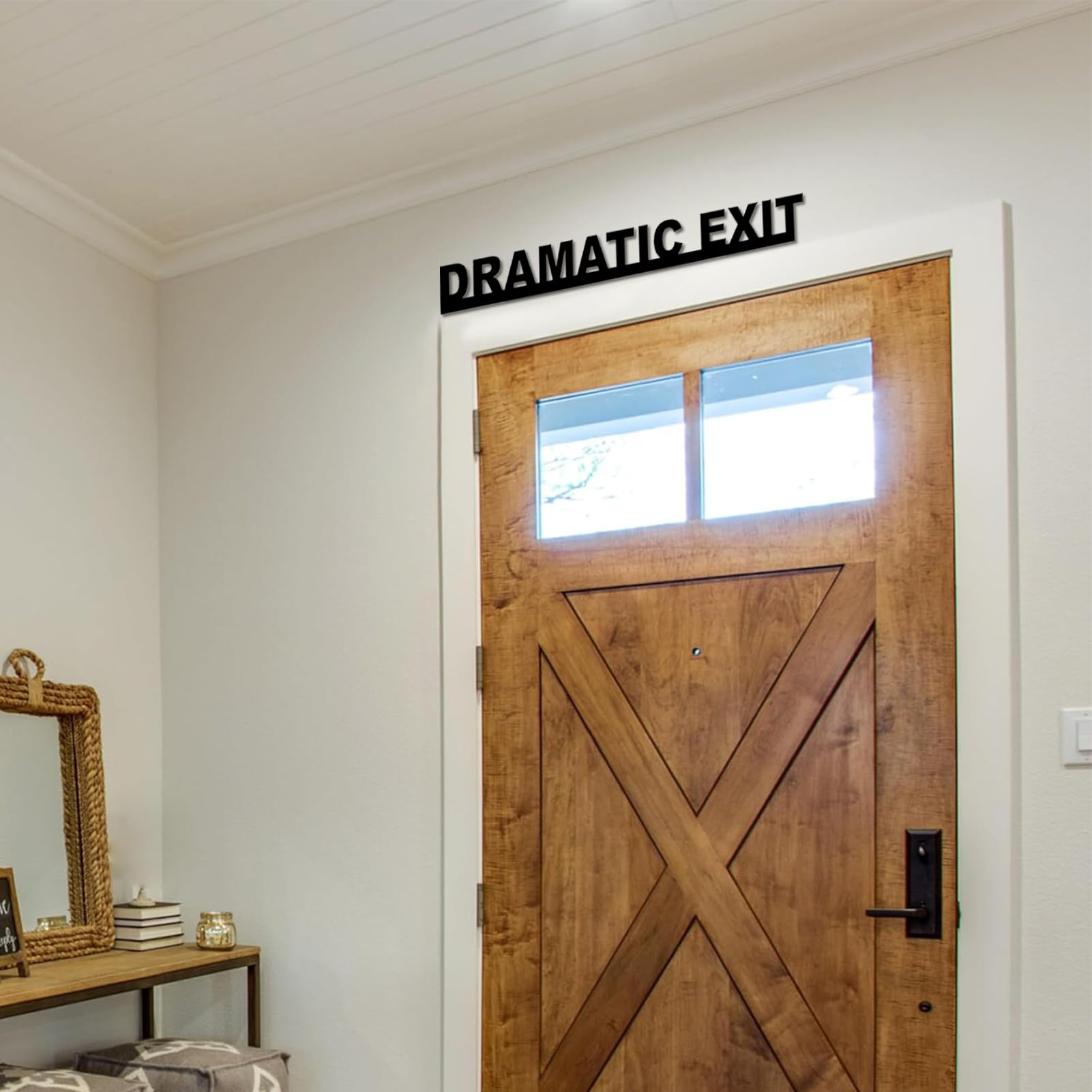 ESTART Metal Dramatic Exit Door Topper Sign Wall Decor 18.1 x 2.36 In Door Frame Corner Signs Decor for Home Porch Bedroom Concert Party Gift Thanksgiving Theatrical Theme Decor (Black) - Image 5