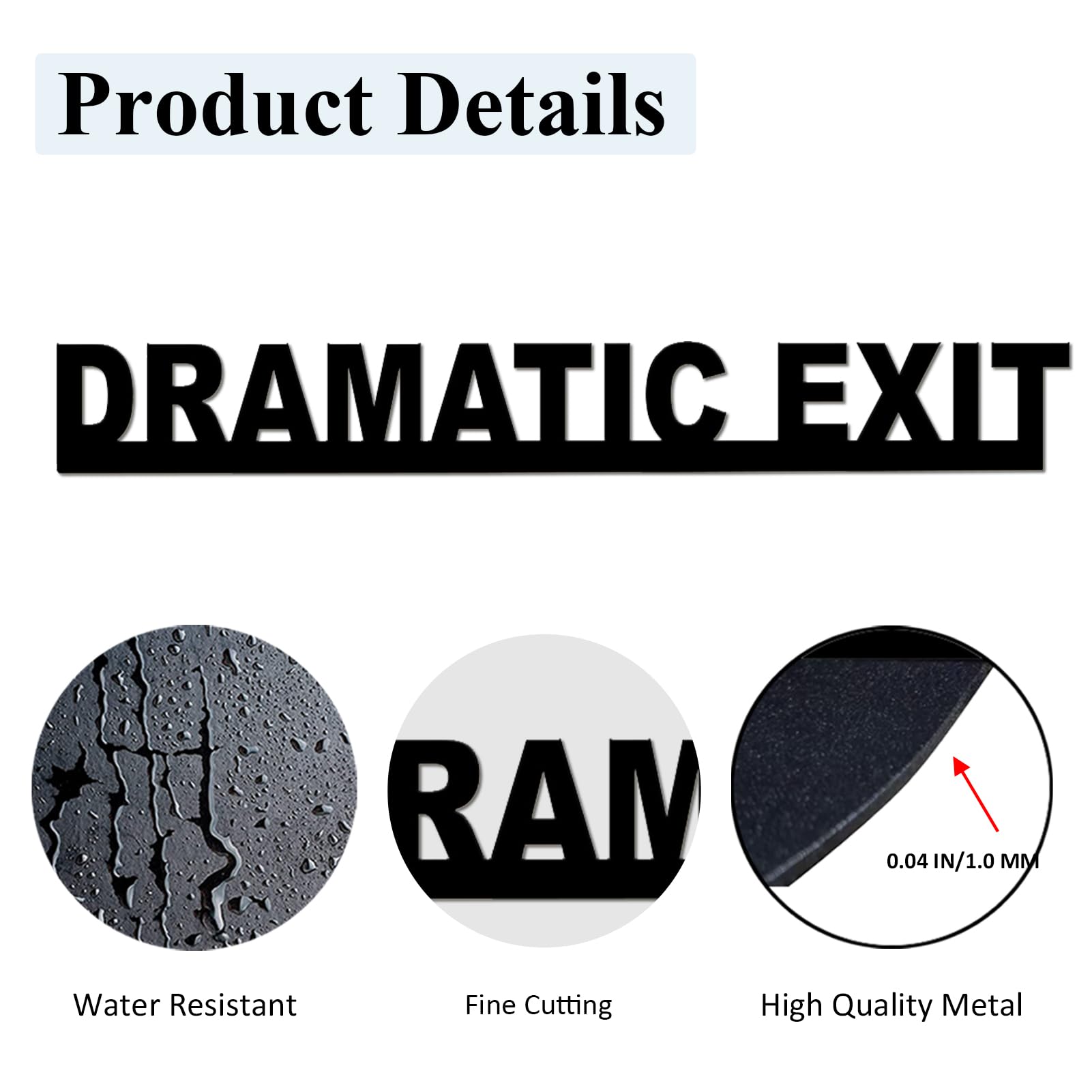 ESTART Metal Dramatic Exit Door Topper Sign Wall Decor 18.1 x 2.36 In Door Frame Corner Signs Decor for Home Porch Bedroom Concert Party Gift Thanksgiving Theatrical Theme Decor (Black) - Image 7