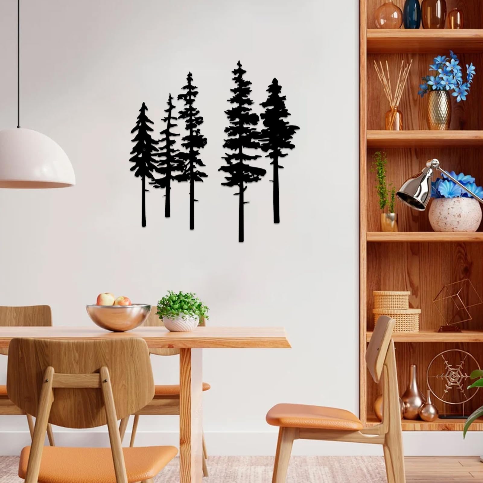 ESTART Metal Pine Tree Wall Art, Metal Tree Wall Decor, Nature Rustic Farmhouse Cabin Decor, Forest Wall Art for Home Living Room Bedroom Office Indoor and Outdoor Decoration (Black) - Image 4