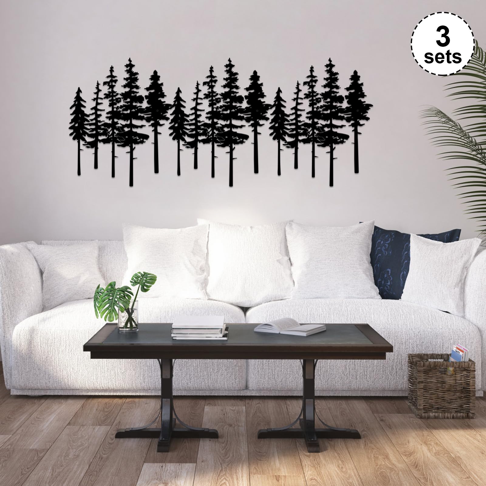 ESTART Metal Pine Tree Wall Art, Metal Tree Wall Decor, Nature Rustic Farmhouse Cabin Decor, Forest Wall Art for Home Living Room Bedroom Office Indoor and Outdoor Decoration (Black) - Image 5