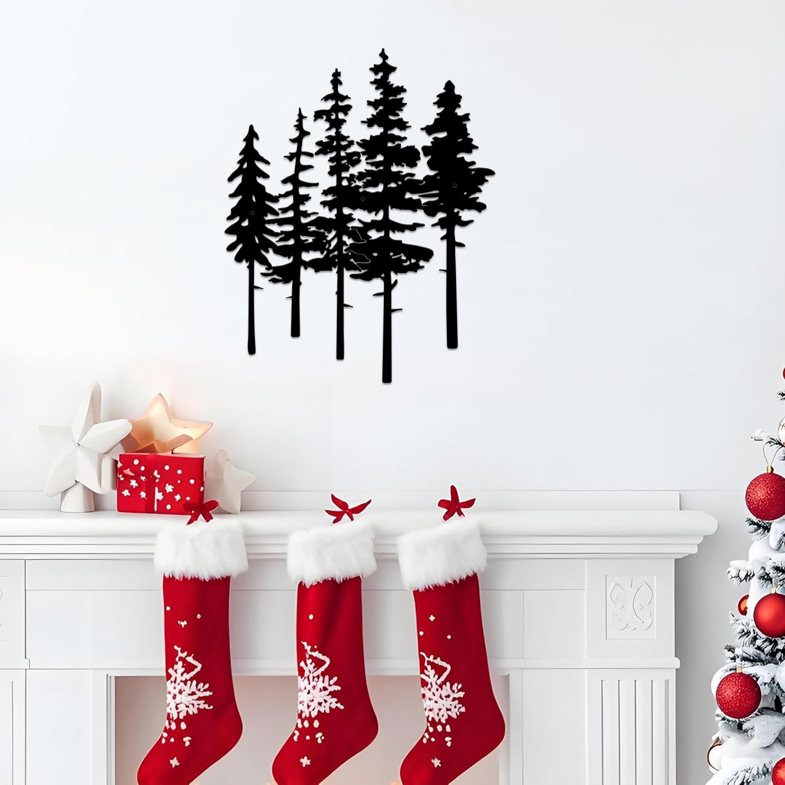 ESTART Metal Pine Tree Wall Art, Metal Tree Wall Decor, Nature Rustic Farmhouse Cabin Decor, Forest Wall Art for Home Living Room Bedroom Office Indoor and Outdoor Decoration (Black) - Image 6
