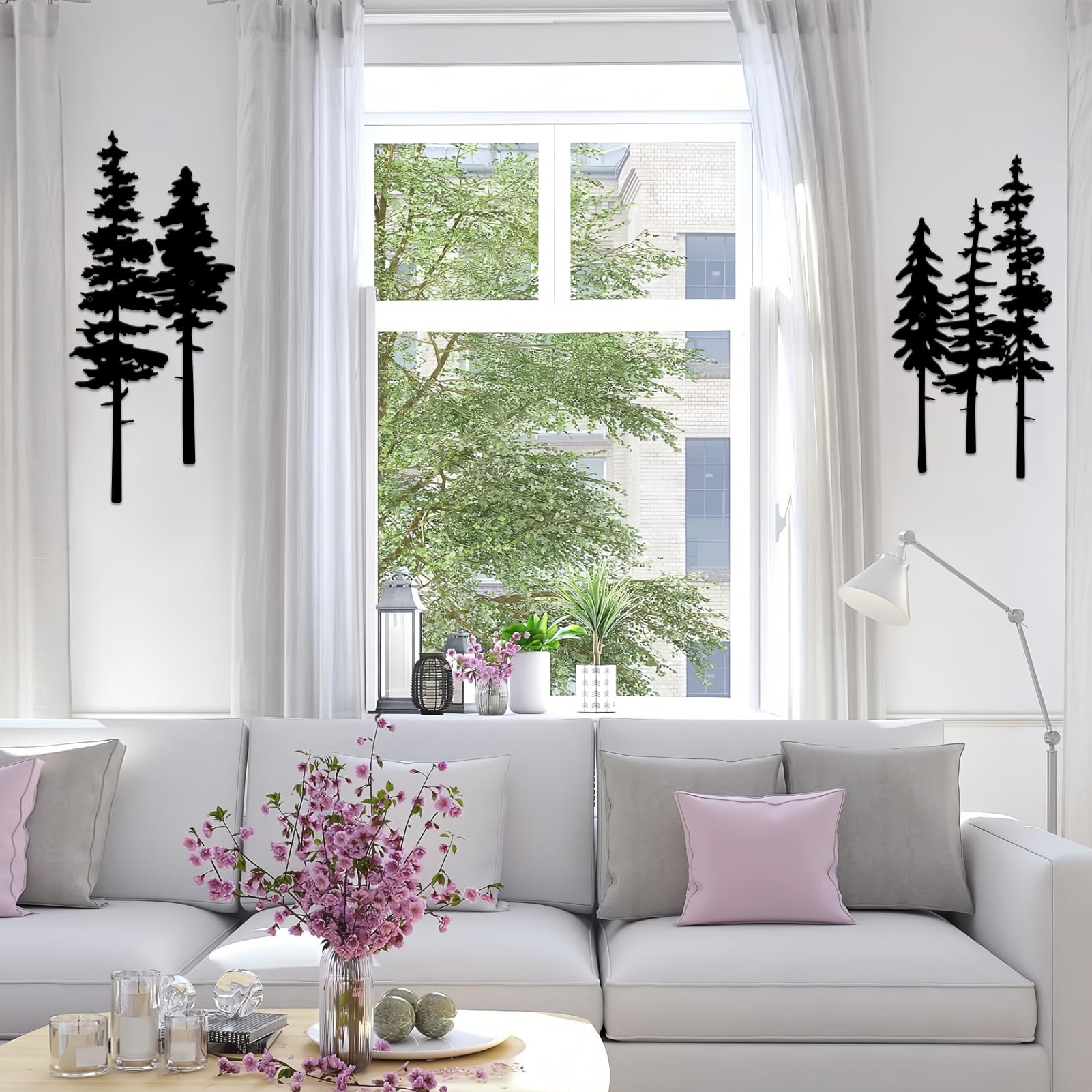 ESTART Metal Pine Tree Wall Art, Metal Tree Wall Decor, Nature Rustic Farmhouse Cabin Decor, Forest Wall Art for Home Living Room Bedroom Office Indoor and Outdoor Decoration (Black) - Image 7