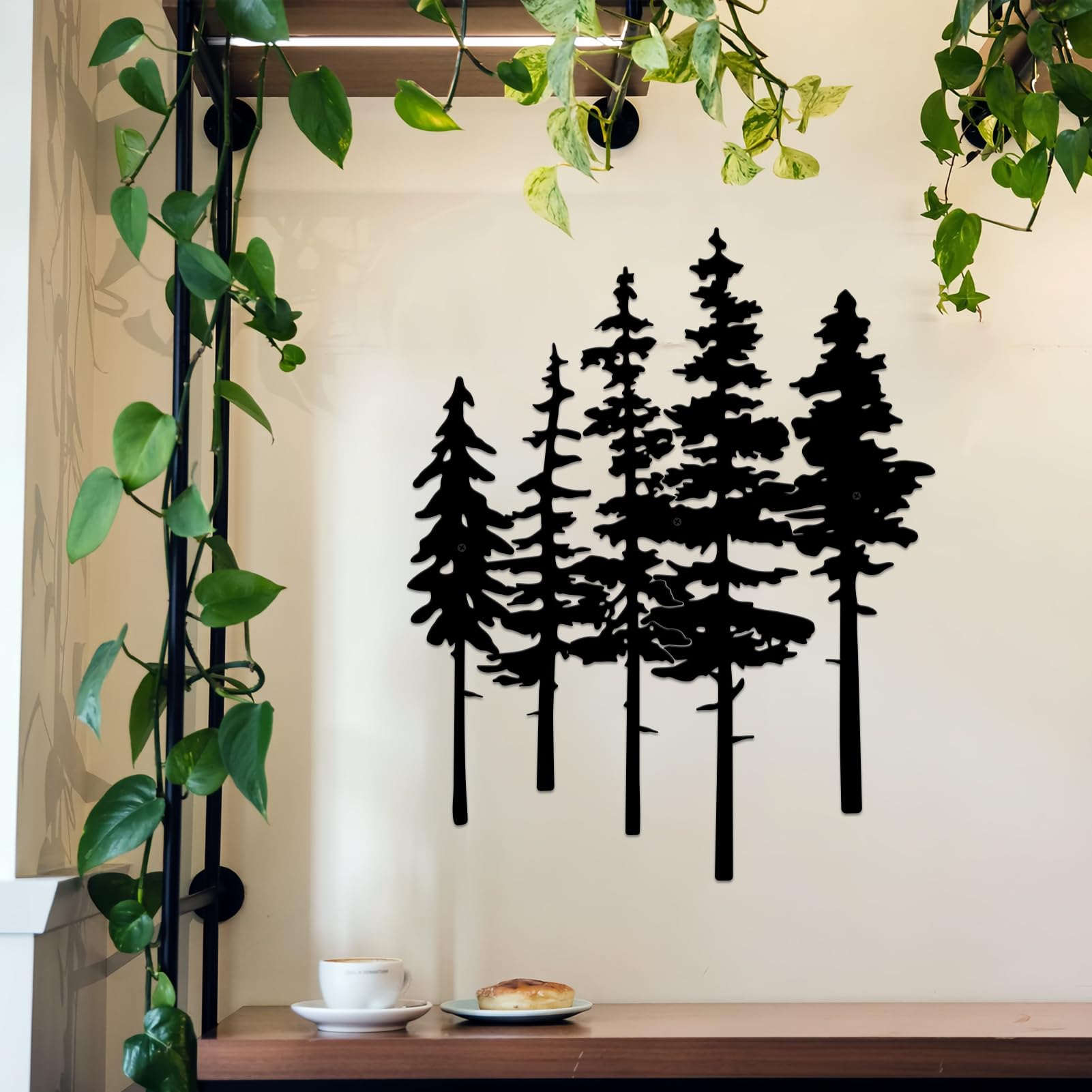 ESTART Metal Pine Tree Wall Art, Metal Tree Wall Decor, Nature Rustic Farmhouse Cabin Decor, Forest Wall Art for Home Living Room Bedroom Office Indoor and Outdoor Decoration (Black) - Image 9