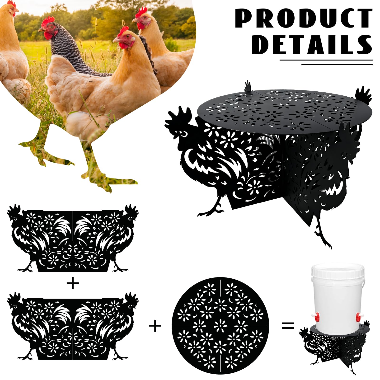 ESTART Metal Stand for Chicken Feeder Waterer, Heavy Duty Chicken Water Feeder Stand Holder, Iron Chicken Waterer Bucket Barrel Stand Support Rack for Coop Poultry Indoor Outdoor (Black 1pc) - Image 7